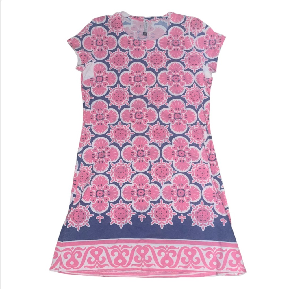 FRENCH TERRY SHORT SLEEVE CREW DRESS